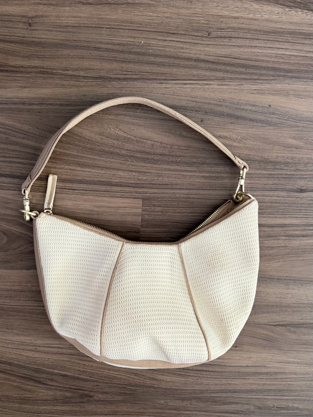 Rothy's Crescent Bag Cream Textured Shoulder Hobo